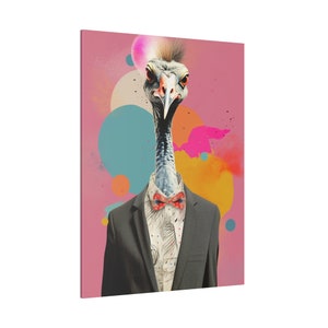 Abstract Ostrich in a Suit and Tie Ostrich Canvas Ostrich Wall Art Ostrich in Clothes Bird Canvas Bird Artwork Ostrich Art Ostrich Picture