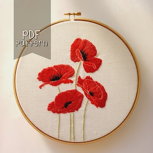 Flowers embroidery pattern. SOFIA. PDF pattern + Guide. Botanical design. Includes: Colors, Stitches and How to embroider. Beginners