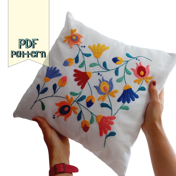 PDF PATTERN. COCO Otomi style Mexican embroidery pattern. Embroidery pattern ideal for cushion or pillow cover. Different sizes