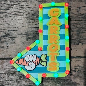 Easter Carrot Patch Marquee Arrow Sign | Light Up Bunny Carrot | LED Pastel Easter Decor | Wreath Attachment | Remote Included image 8