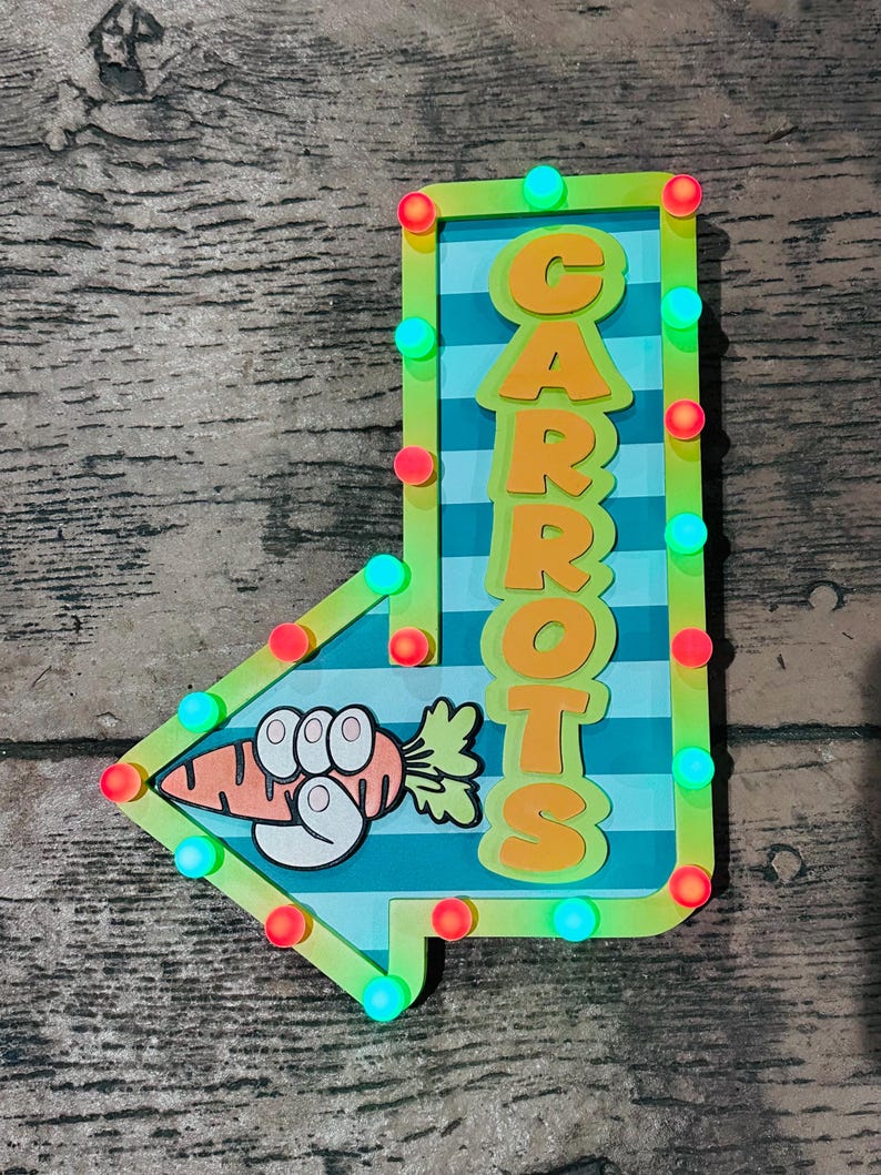 Easter Carrot Patch Marquee Arrow Sign | Light Up Bunny Carrot | LED Pastel Easter Decor | Wreath Attachment | Remote Included image 8
