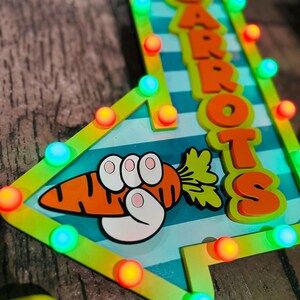 Easter Carrot Patch Marquee Arrow Sign | Light Up Bunny Carrot | LED Pastel Easter Decor | Wreath Attachment | Remote Included image 3
