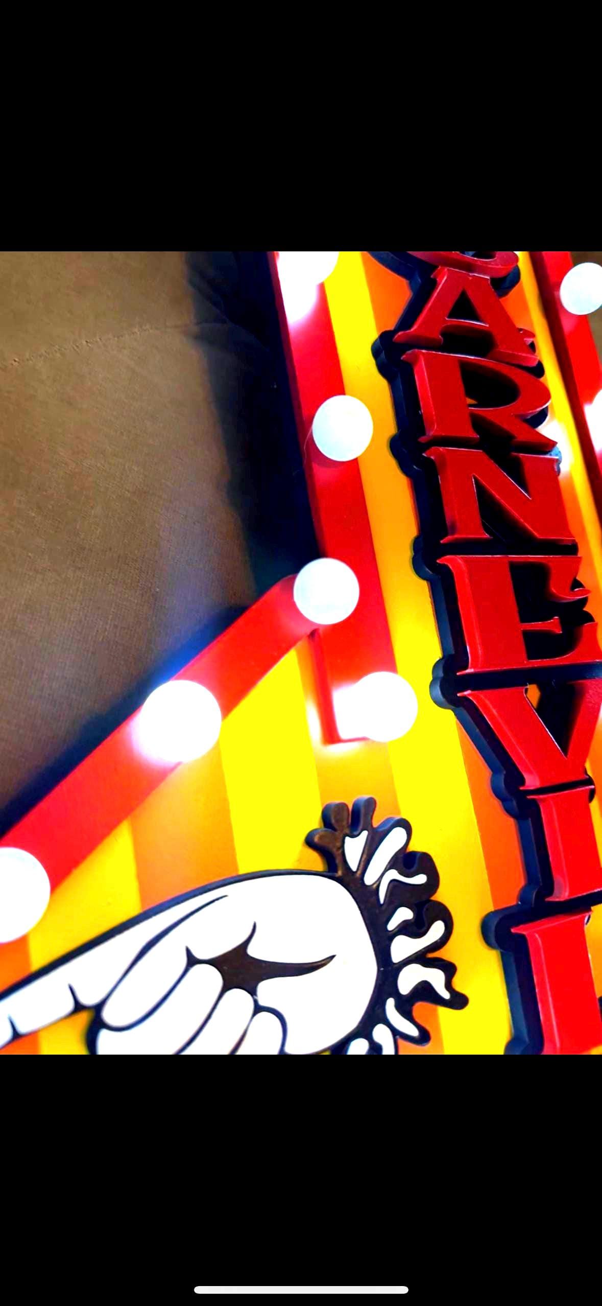 Carnevil Sign Carnevil Halloween Marquee Sign – Creepy Clown Hand Arrow Lighted Sign ...