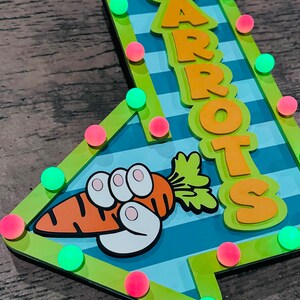 Easter Carrot Patch Marquee Arrow Sign | Light Up Bunny Carrot | LED Pastel Easter Decor | Wreath Attachment | Remote Included image 4