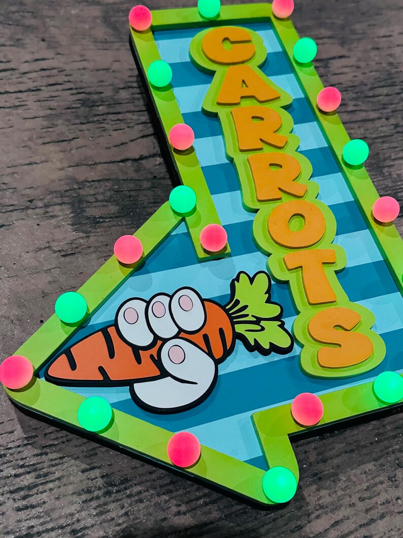 Easter Carrot Patch Marquee Arrow Sign | Light Up Bunny Carrot | LED Pastel Easter Decor | Wreath Attachment | Remote Included image 4