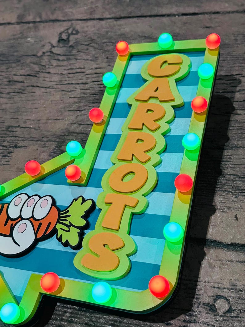 Easter Carrot Patch Marquee Arrow Sign | Light Up Bunny Carrot | LED Pastel Easter Decor | Wreath Attachment | Remote Included image 7