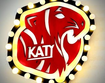 Katy Tigers marquee door hanger, mascot decor, tiger decorations, Friday night lights, marquee sign, cheer sign, high school custom signs