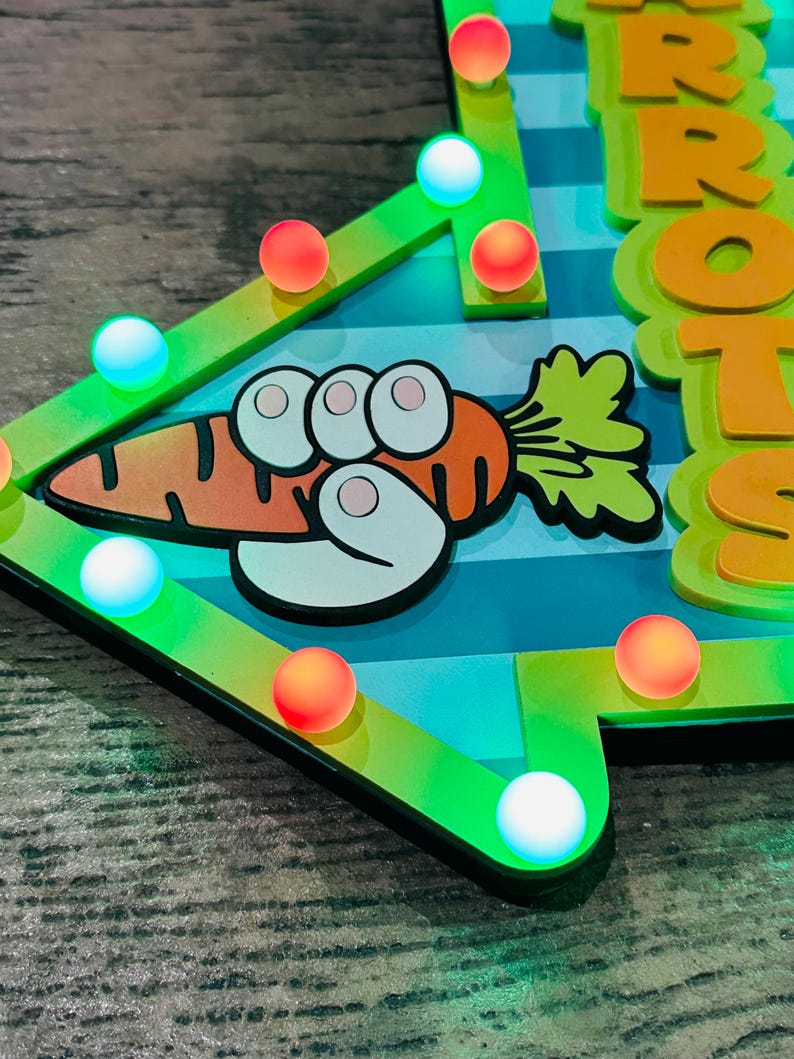 Easter Carrot Patch Marquee Arrow Sign | Light Up Bunny Carrot | LED Pastel Easter Decor | Wreath Attachment | Remote Included image 10