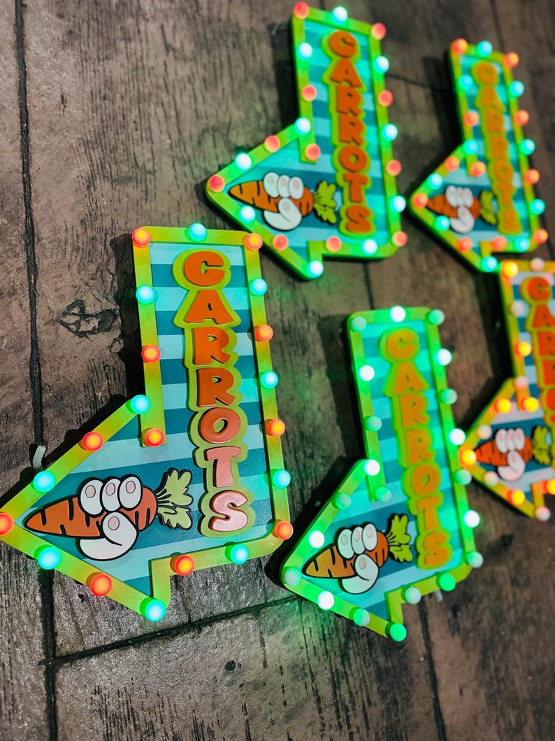 Easter Carrot Patch Marquee Arrow Sign | Light Up Bunny Carrot | LED Pastel Easter Decor | Wreath Attachment | Remote Included image 11