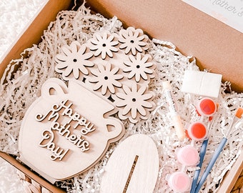 Kit di pittura fai da te personalizzato per vasi di fiori per la festa della mamma, dipingi il tuo fiore, regalo per la mamma, regalo per la mamma dai bambini, regalo per la nonna.