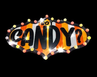 Got Candy? Candy Corn Marquee Sign - Yellow Orange lights - Halloween Light-Up Decor- Halloween wreath attachment - Halloween door decor