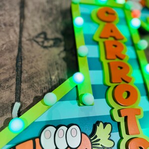 Easter Carrot Patch Marquee Arrow Sign | Light Up Bunny Carrot | LED Pastel Easter Decor | Wreath Attachment | Remote Included image 9
