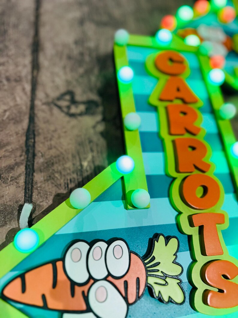 Easter Carrot Patch Marquee Arrow Sign | Light Up Bunny Carrot | LED Pastel Easter Decor | Wreath Attachment | Remote Included image 9