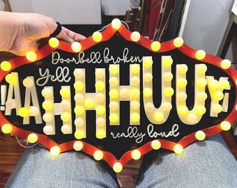 Doorbell broken yell AAHHHUUY really loud marquee sign, cinco de mayo, Mexican Grito decorations, poncho wreath attachment
