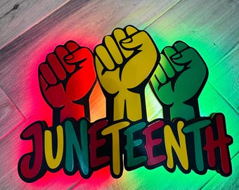 Juneteenth LED Light-Up Sign, Black History Celebration Decor, Red Yellow Green Glowing Sign, Juneteenth Freedom Decor, Battery Operated