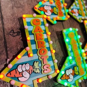 Easter Carrot Patch Marquee Arrow Sign | Light Up Bunny Carrot | LED Pastel Easter Decor | Wreath Attachment | Remote Included image 6