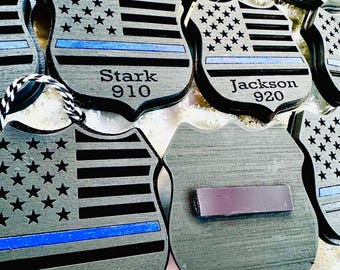 Personalized Law Enforcement Badge Ornament or magnet | Custom name and badge number Christmas Ornament | police officer gift, deputy gift