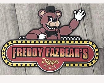 Freddy Fazbear’s Pizza Sign | Five Nights at Freddy’s Decor | FNAF Birthday Party Sign | Freddy Marquee Sign | Gamer Room Decor