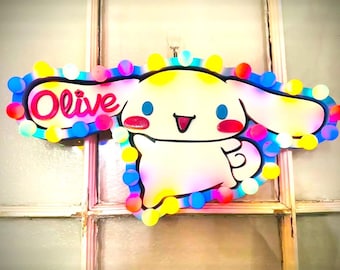Cinnamoroll marquee custom sign, personalized sign with name lights, door sign custom, custom show light sign, blinking lights sign