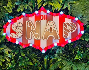 Gingerbread Marquee Sign, Oh Snap Christmas Decor, Light Up Gingerbread Cookie Sign, Christmas Wall Decor, Holiday Door Hanger