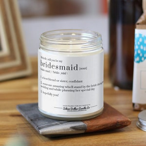 Personalized Will You Be My Bridesmaid Candle Gift, Bridesmaid Definition Candle, Bridesmaid Proposal Candle