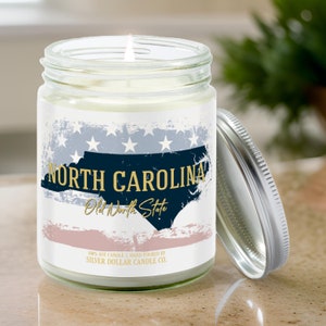North Carolina State Candle | Nostalgia Collection by SD Candle | 9/16oz Soy Candle | Ideal for Housewarming, Homesickness, & State Pride