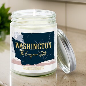 Washington State Candle | Nostalgia Collection by SD Candle | 9/16oz Soy Candle | Ideal for Housewarming, Homesickness, & State Pride