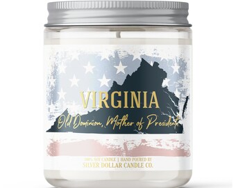 Homesick Candle Virginia State: Personalized 9oz Soy Candle – Ideal for Housewarming, Homesick, & State Pride - Choose Any Scent