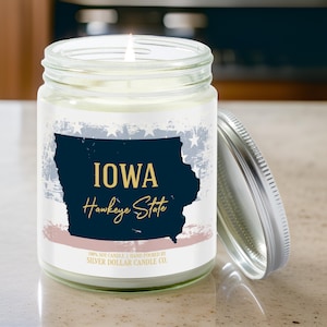 Iowa State Candle | Nostalgia Collection by SD Candle | 9/16oz Soy Candle | Ideal for Housewarming, Homesickness, & State Pride