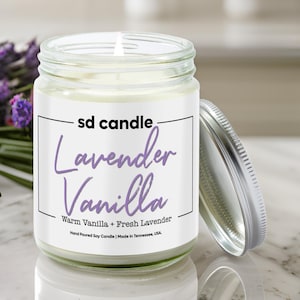 Vela perfumada de lavanda + vainilla / Cera de soja 100% natural no tóxica / No tóxica, ideal para decoración de apartamentos y hogares y regalos bien pensados