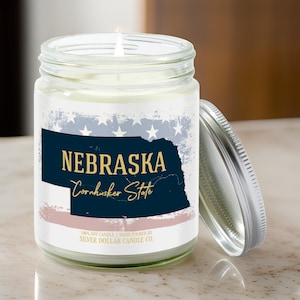 Nebraska State Candle | Nostalgia Collection by SD Candle | 9/16oz Soy Candle | Ideal for Housewarming, Homesickness, & State Pride
