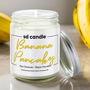 Banana Pancakes Scented Candle | Handmade in the USA | 100% All-Natural Non-Toxic Soy Wax | Summer Candle, Home Decor, Banana Candle