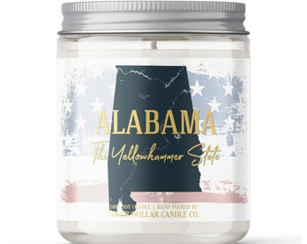 Homesick Candle Alabama State: Personalized 9oz Soy Candle – Ideal for Housewarming, Homesick, & State Pride - Choose Any Scent