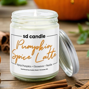 Pumpkin Spice Latte Duftkerze | 100% ganz natürliche, ungiftige Sojakerze | Hergestellt in den USA | Sommer, Herbst Kerze, Home Decor, Kürbis Kerze