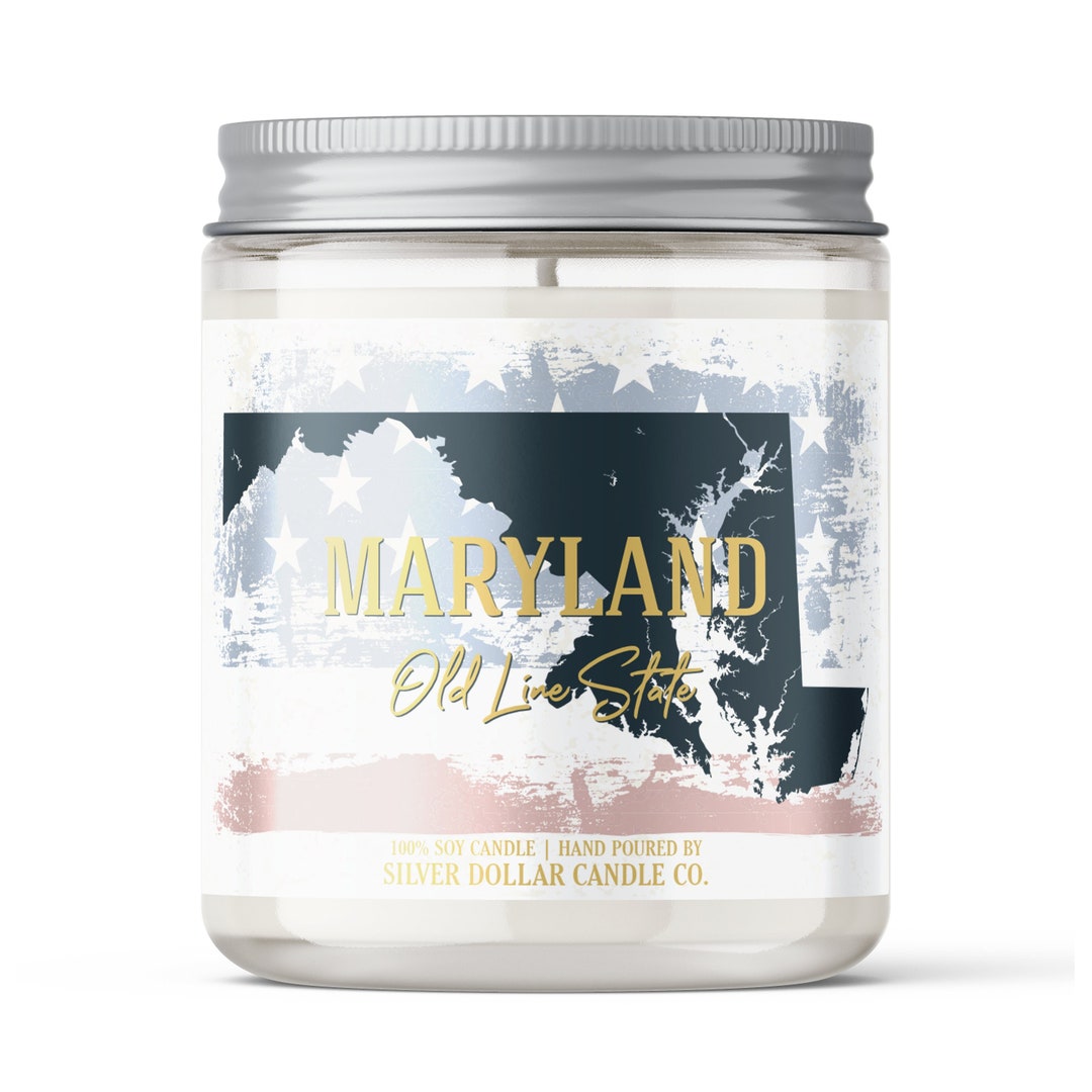 Custom Maryland State Scented Soy Candle Personalize Your Lid/scent