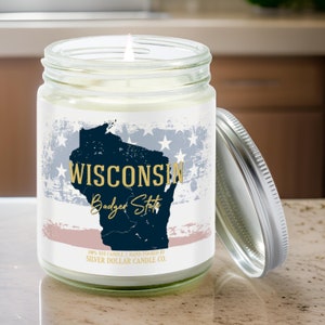 Wisconsin State Candle | Nostalgia Collection by SD Candle | 9/16oz Soy Candle | Ideal for Housewarming, Homesickness, & State Pride