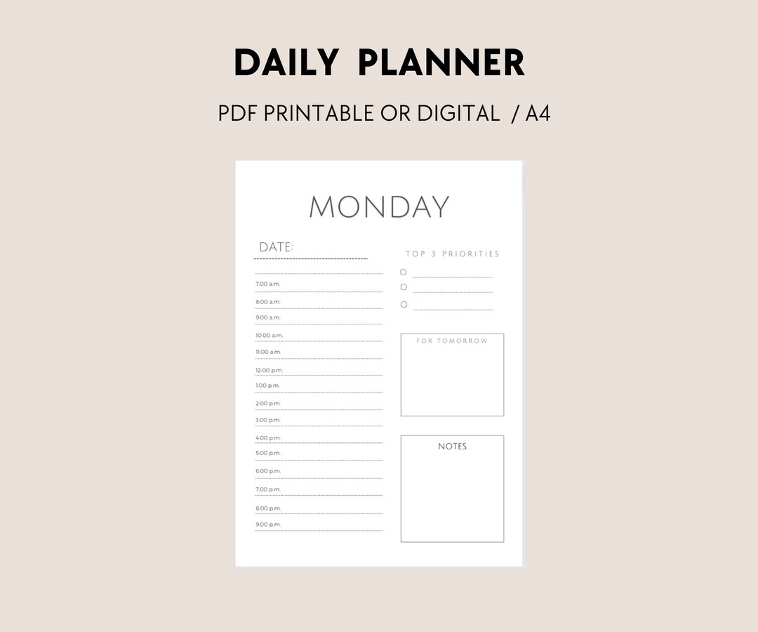Daily Planner, Printable 7 Day Planner, Weekly Planne, Productivity ...