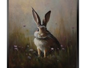 Moody Rabbit Painting || Printable Wall Art || Rabbit Wall Decor || Dark Academia Decor || Living Room Art || downloadable Art