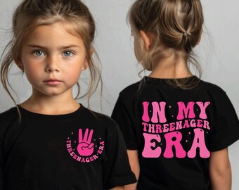 3rd Birthday 'Threenager Era' T-Shirt: Playful Toddler Tee #157(3-4)