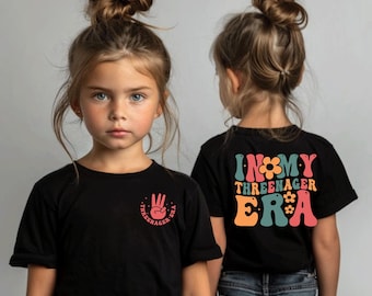 3rd Birthday 'Threenager Era' T-Shirt: Playful Toddler Tee #157(4-9)