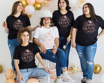 Personalised Birthday Group Matching T-shirt, 40th Birthday Queen Tshirt, Birthday Squad Crew Shirt, 50th Birthday Gift for women & Men.