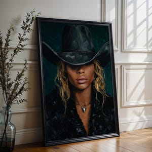 Mystical Cowgirl Portrait Print: Dark Skinned Woman, Western Art (Digital Download)