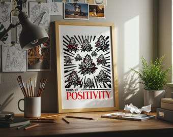 Stampa artistica floreale minimalista da parete, stampa botanica in bianco e nero, poster con tipografia rossa, arte grafica moderna, decorazione floreale astratta quadrata