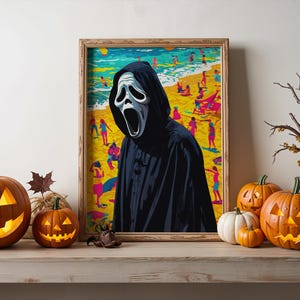 Ghostface Summer Beach Print: Horror Pop Art (Digital Download)