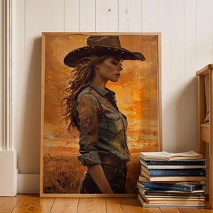 Golden Hour Cowgirl Art Print: Western Portrait (Digital Download)