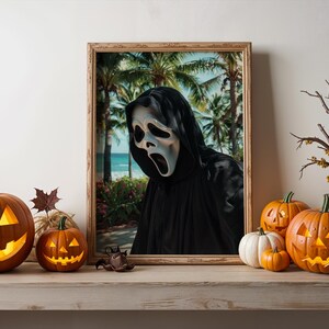 Ghostface Tropical Beach Print: Horror Summer Wall Art (Digital Download)
