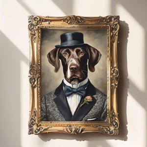German Shorthaired Pointer Portrait: Vintage Tuxedo Dog Art (Digital Download)