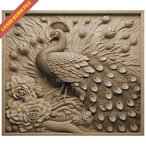 Laser Burn PNG | 3D Illusion | Laser File | Wood Engrave | Laser Ready | Digital Design File | Xtool | Glowforge | Peacock