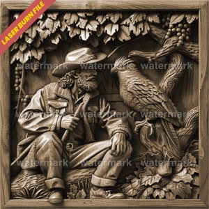 Laser Burn PNG | 3D Illusion | Laser File | Wood Engrave | Laser Ready | Digital Design File | Xtool | Glowforge | Birdwatcher Twitcher