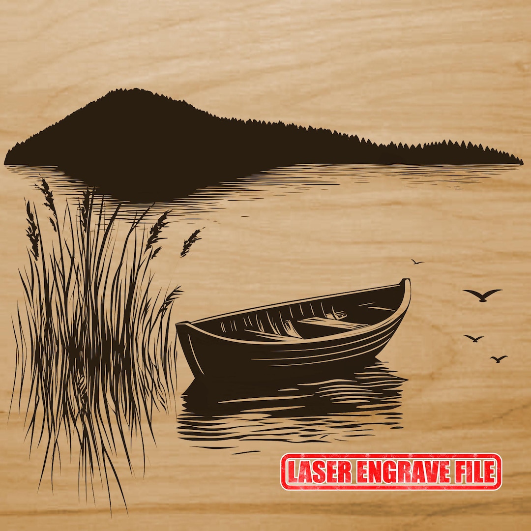 Lake Scene Laser Engrave SVG File PNG File Laser File | Laserdatei ...